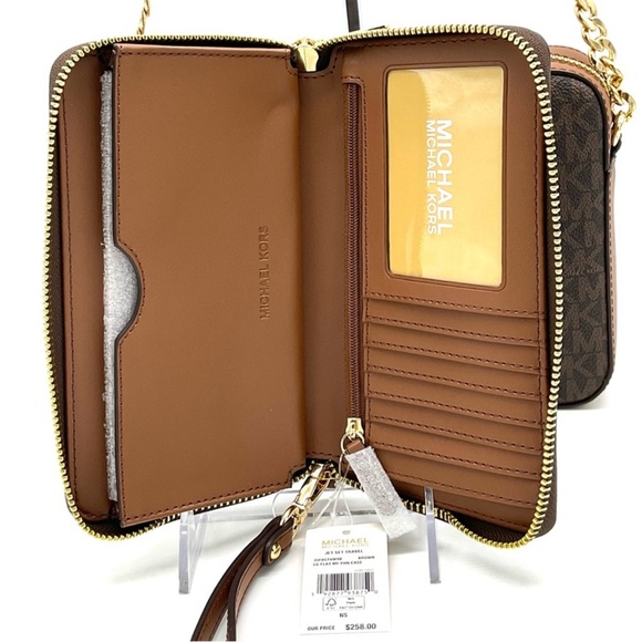 Michael Kors Large EW Crossbody Bag & JST LG Flat MF Phone Case Wallet Brown - Picture 9 of 12